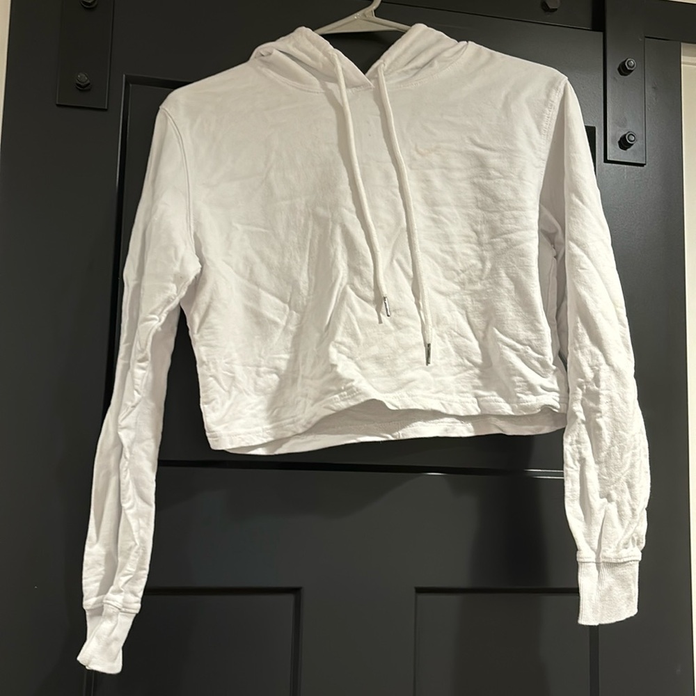 White, thin, cropped, hoodie